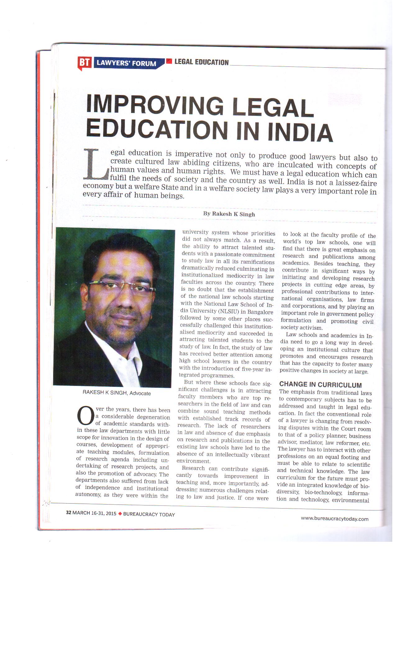 Improving legal Education in India